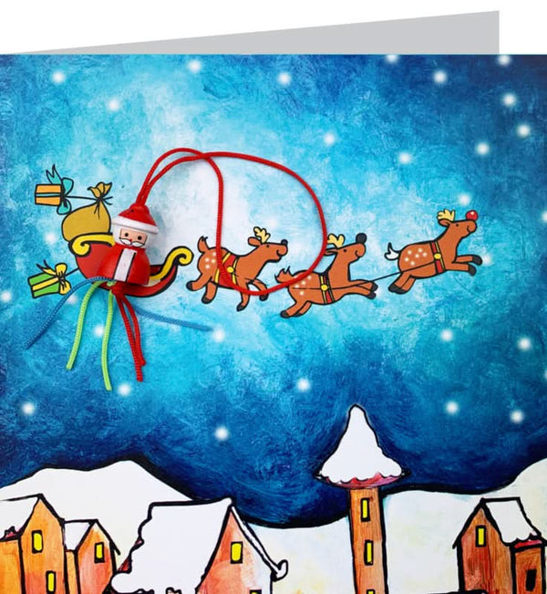 Carte de voeux de Noël en couleur traîneau