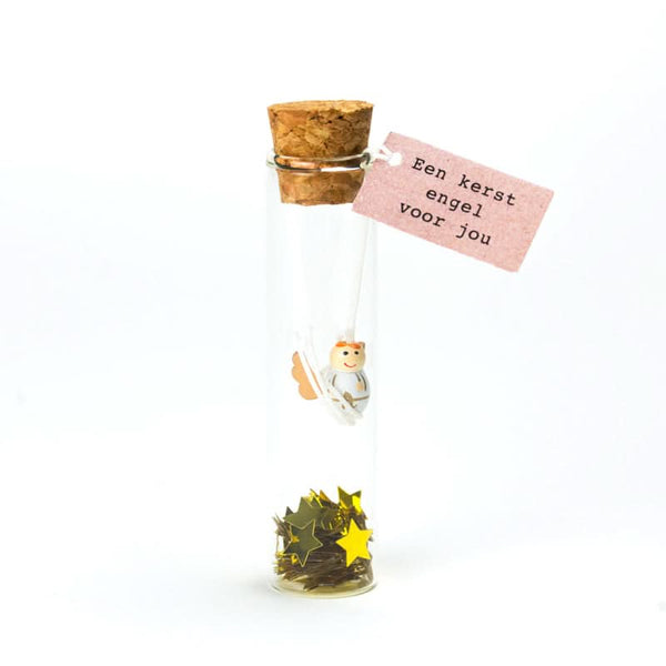 Bouteille porte-bonheur ange de Noël 11cm