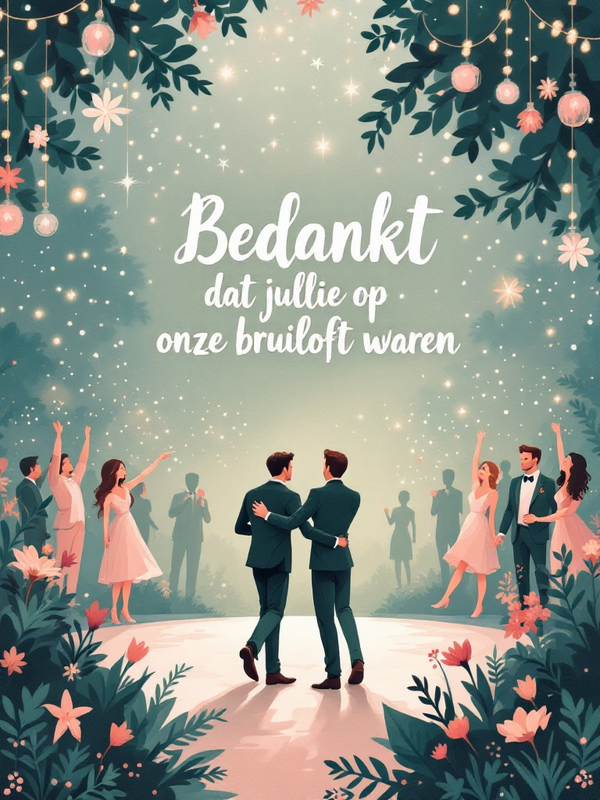 Bedankt dat jullie op onze bruiloft waren twee mannen