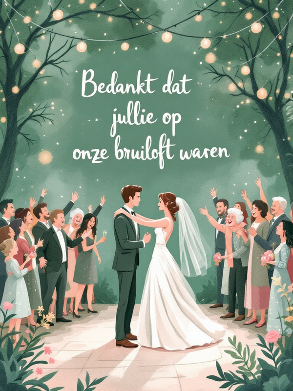 Bedankt dat jullie op onze bruiloft waren