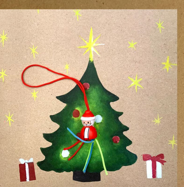 Carte de Noël en papier kraft avec sapin de Noël