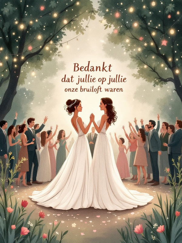 Bedankt dat jullie op onze bruiloft waren vrouwen