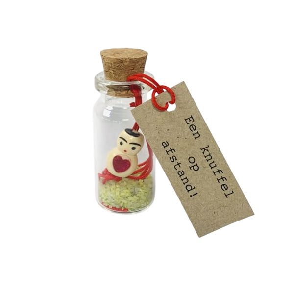 Geluksflesje Een knuffel op afstand pop