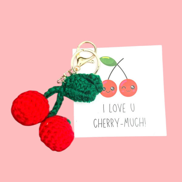 Sleutelhanger gehaakt cherry