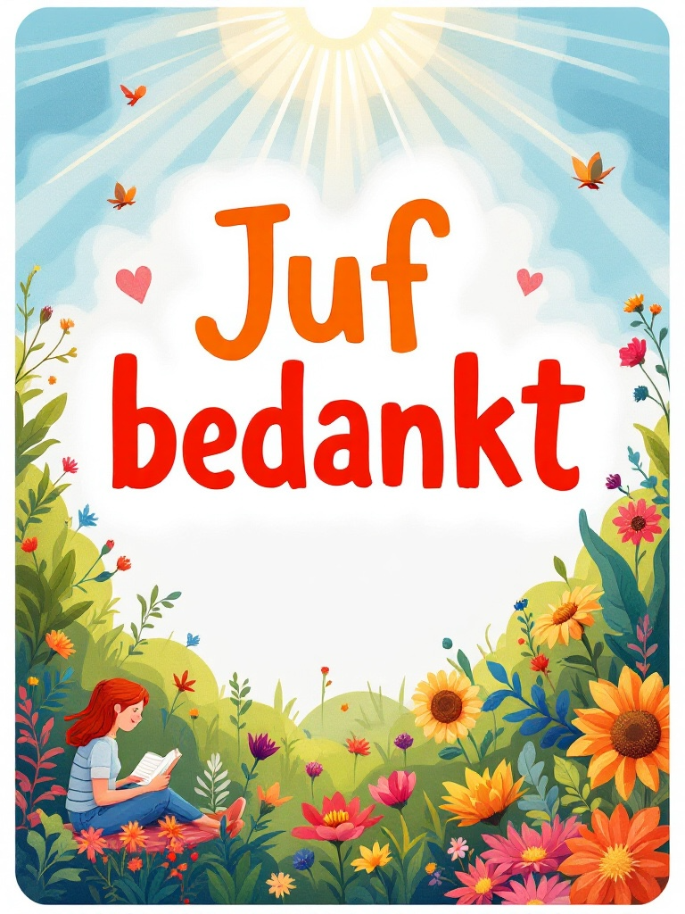 Ansichtkaart juf bedankt A5