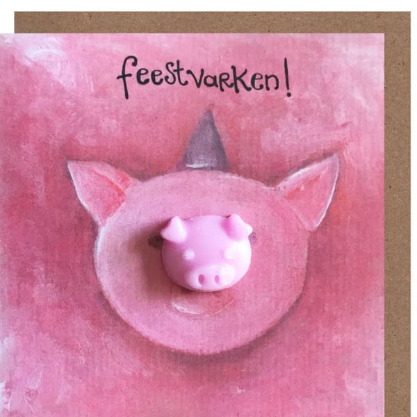 Carte savon cochon de fête