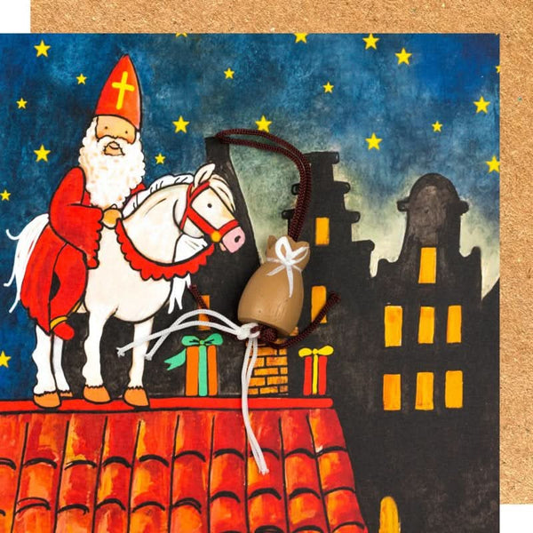 Grußkarte Sinterklaas auf dem Dach