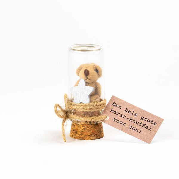 Bär in Flasche Weihnachtskuscheltier braun
