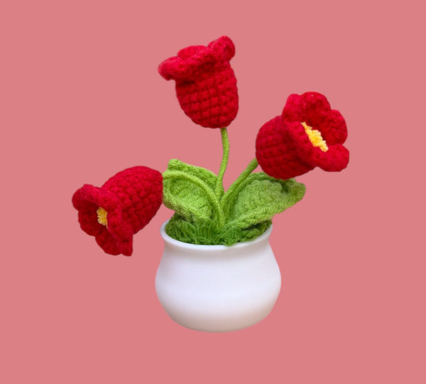 Bloem rood gehaakt