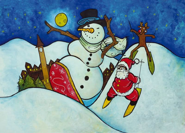 Carte postale bonhomme de neige de Noël