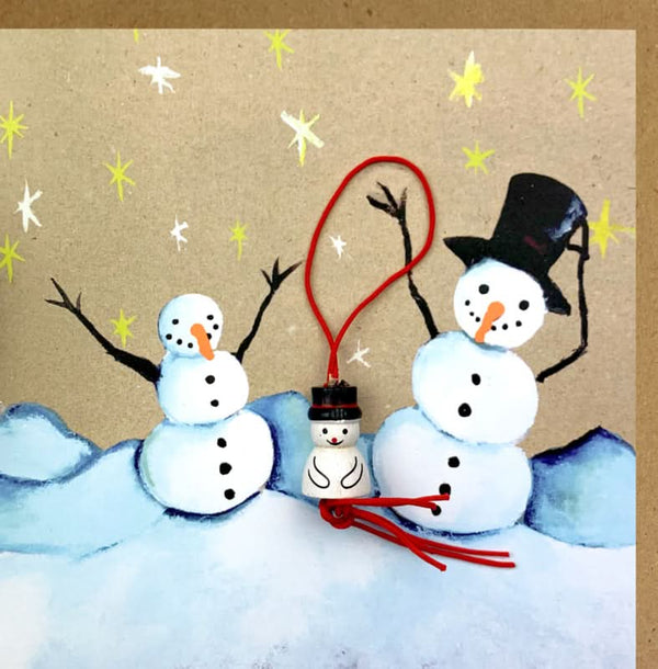 Weihnachtskarte Kraft Schneemann